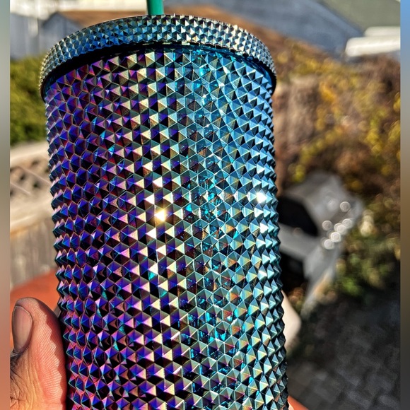 Starbucks Inspired 24oz Metallic Oil Slick Studded Tumbler - Picture 2 of 9